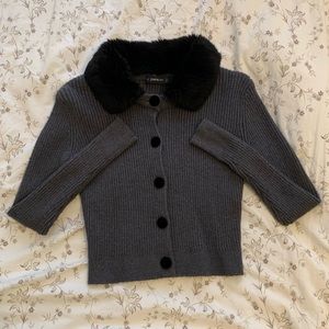 Zara cropped sweater with faux fur collar